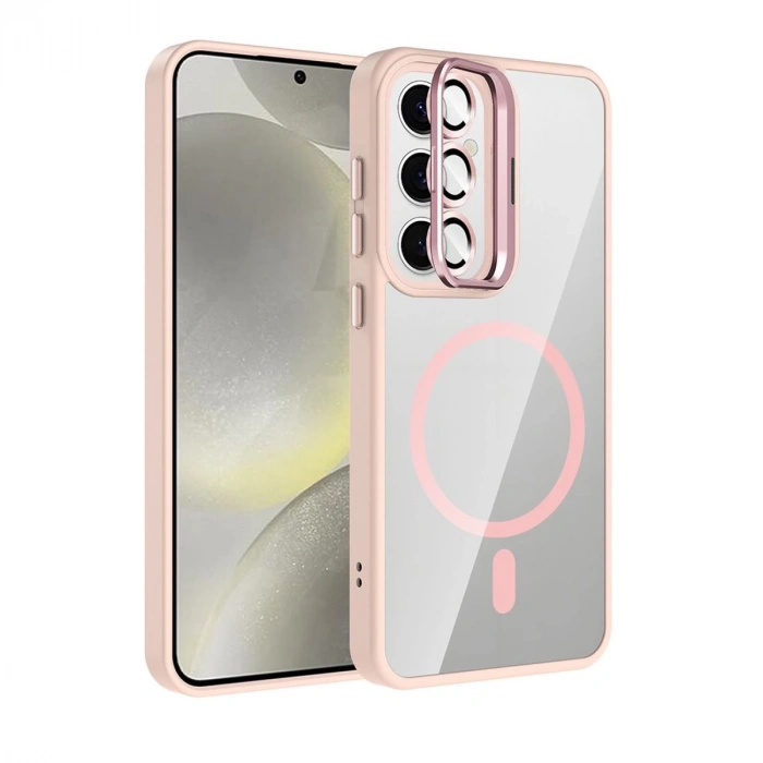 Joko Samsung Galaxy S24 Fe Remim Lensli Magsafe Standlı Kapak - Pembe