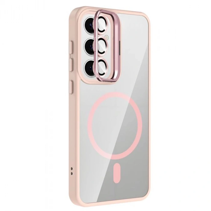 Joko Samsung Galaxy S24 Fe Remim Lensli Magsafe Standlı Kapak - Pembe