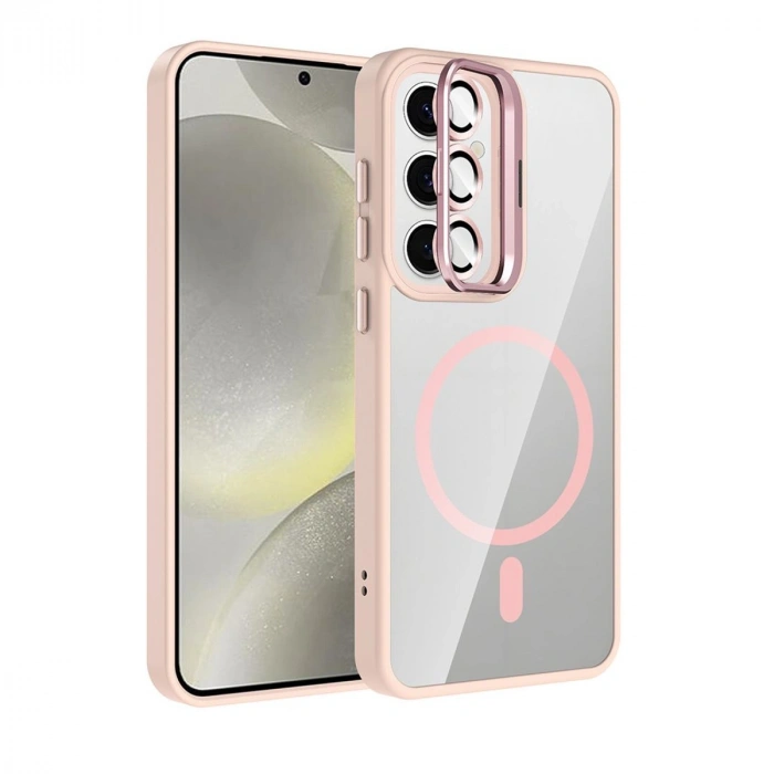Joko Samsung Galaxy S25 Remim Lensli Magsafe Standlı Kapak - Pembe