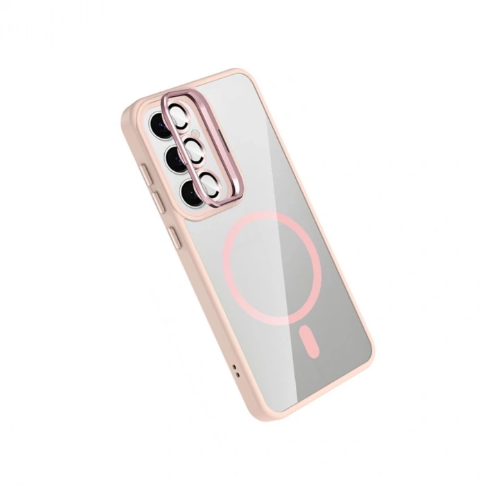 Joko Samsung Galaxy S25 Remim Lensli Magsafe Standlı Kapak - Pembe
