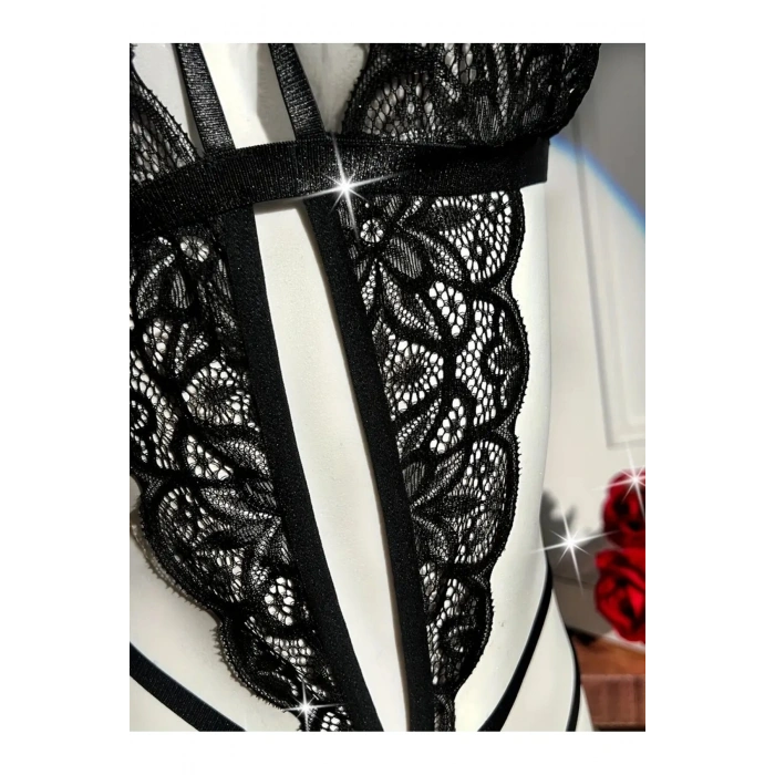 Kadın Siyah  Dantel Babydoll