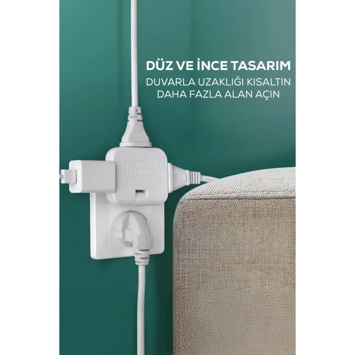 Katlanır Priz 3 Gözlü