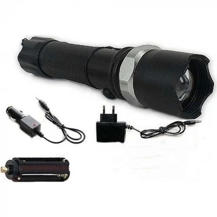 Km-110 Profesyonel Şarjlı El Feneri Ledli+flashlight+zoom Özellikli  Aparatlı 6 Parça Full Set