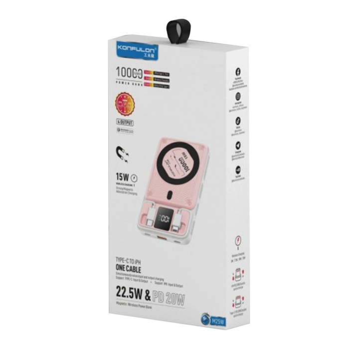 M25w 10.000 Mah 20w Pd Magsafe Powerbank - Pembe