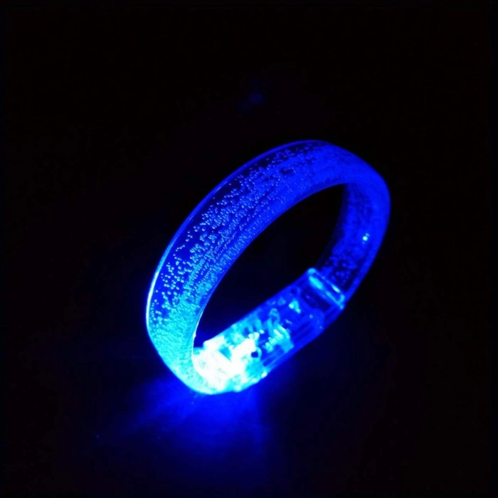 Mavi Led Işıklı Baskı Yapılabilen Pilli Bileklik Bilezik 1,5 cm Genişlik