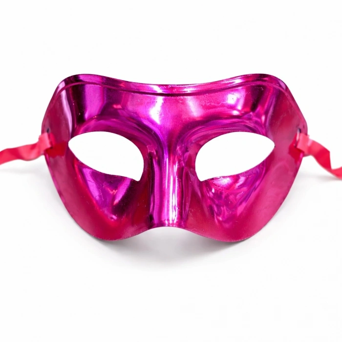 Metalize Parlak Parti Maskesi Pembe Renk 16x7 Cm
