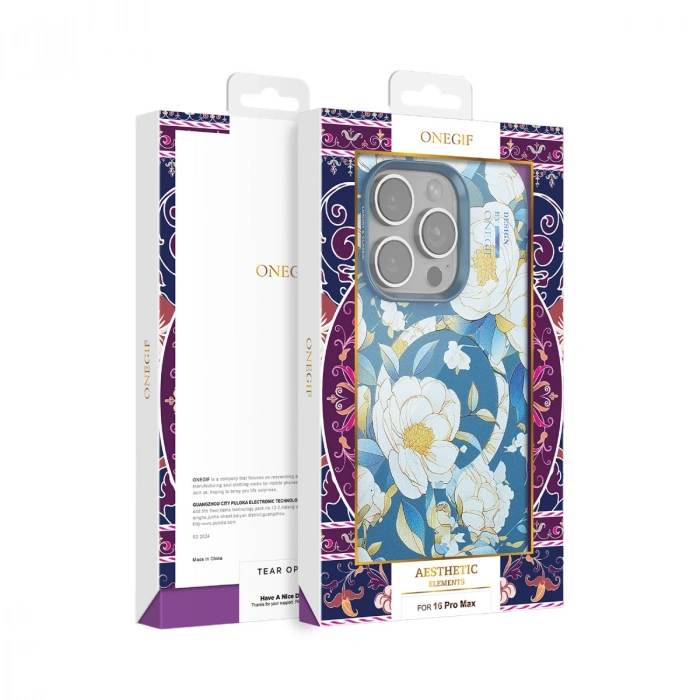 Onegif Apple İphone 14 Pro Flower Series Magsafe Kapak - Gri