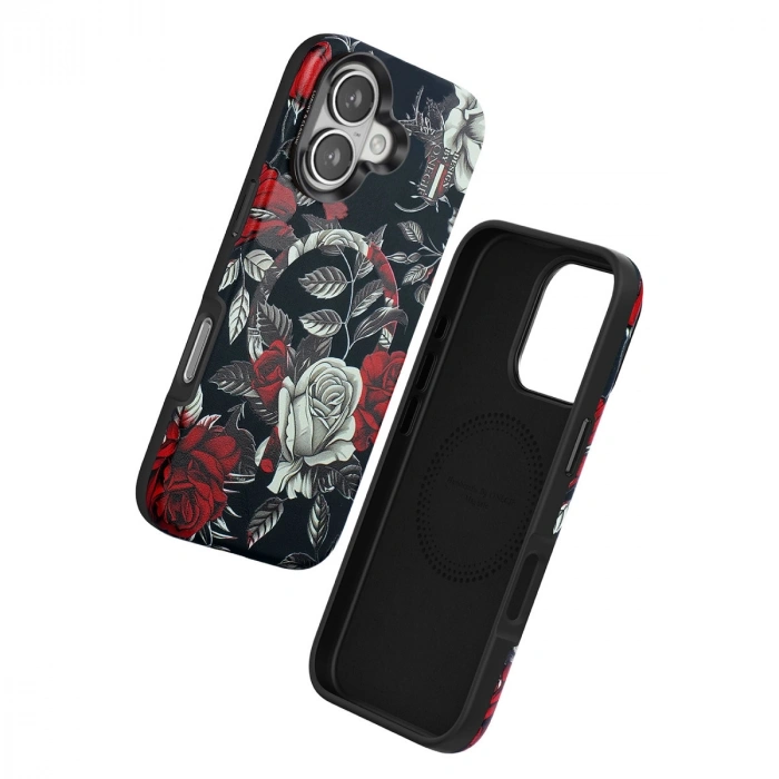 Onegif Apple İphone 16 Flower Series Magsafe Kapak - Siyah