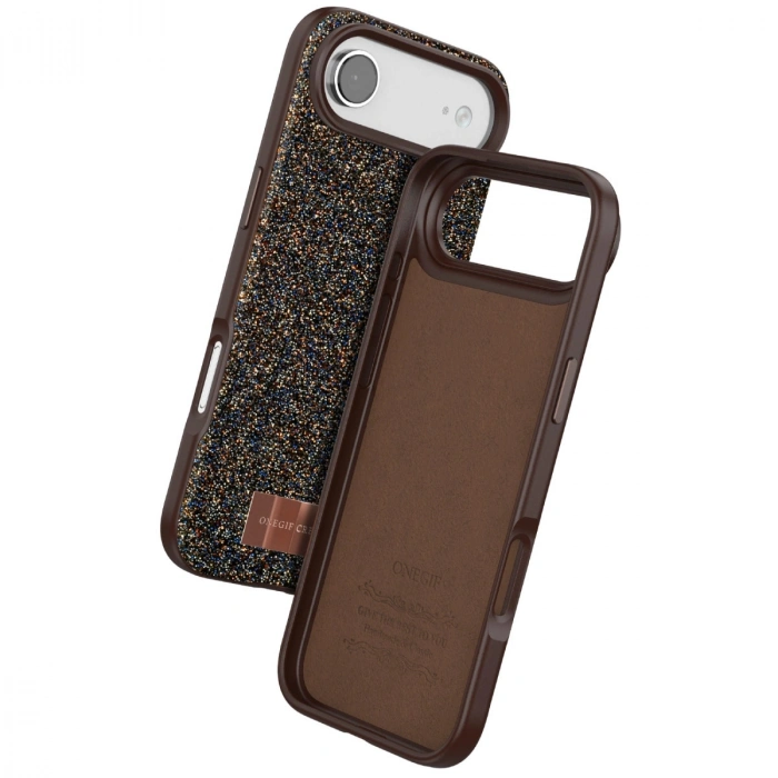 Onegif Apple İphone 17 Air Bright Simli Kapak - Gold