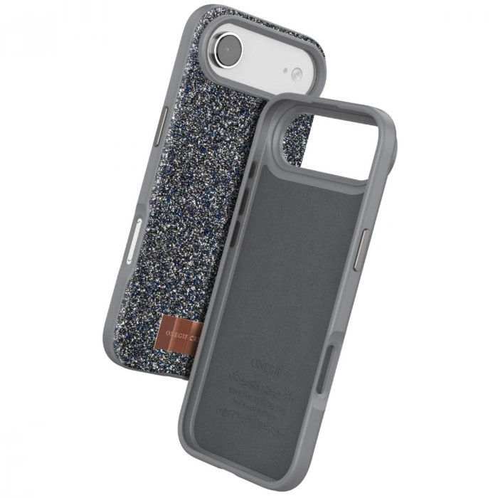Onegif Apple İphone 17 Air Bright Simli Kapak - Gümüş