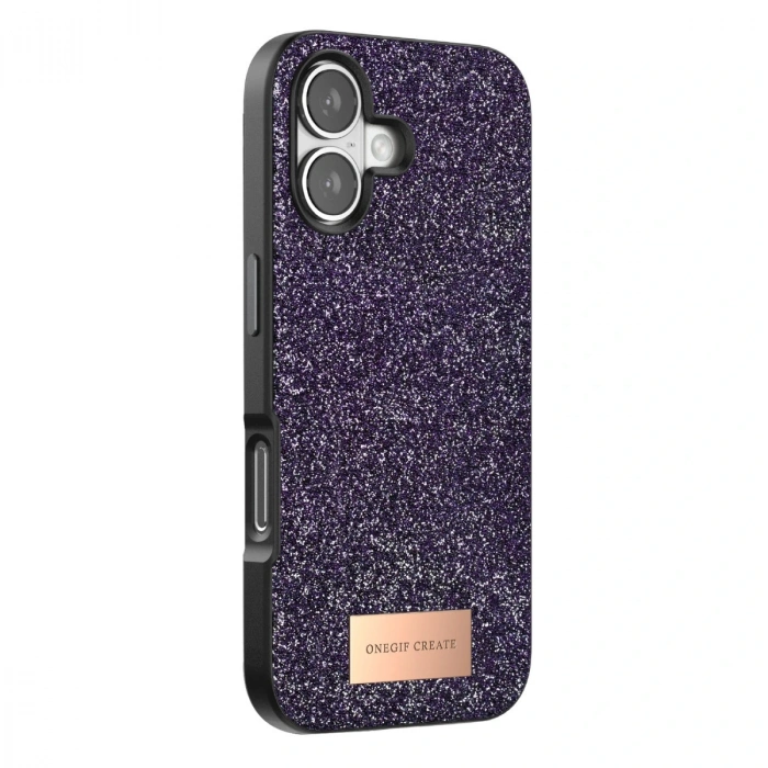 Onegif Apple İphone 17 Bright Simli Kapak - Derin Mor