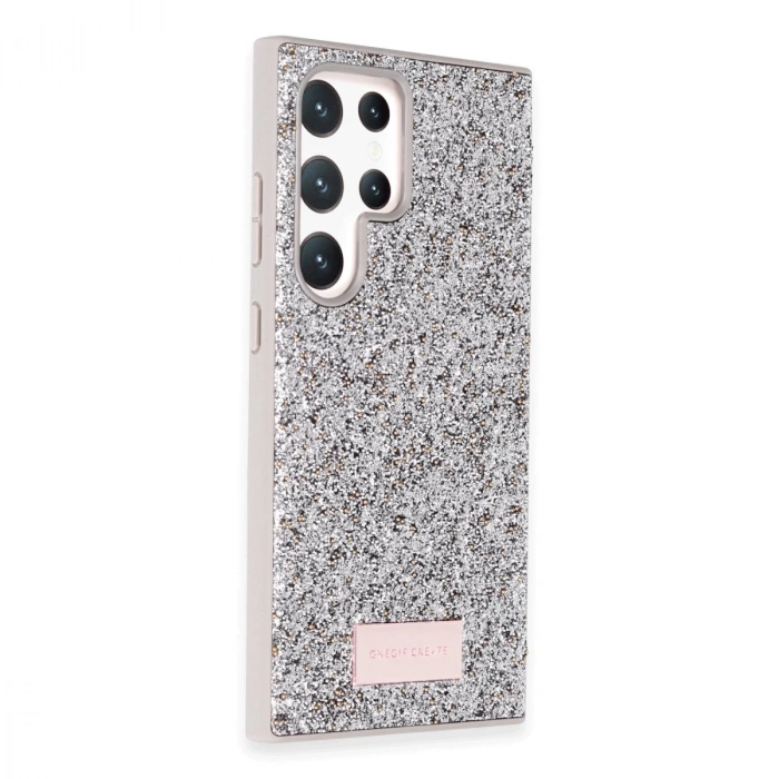 Onegif Samsung Galaxy S24 Ultra Bright Simli Kapak - Gümüş