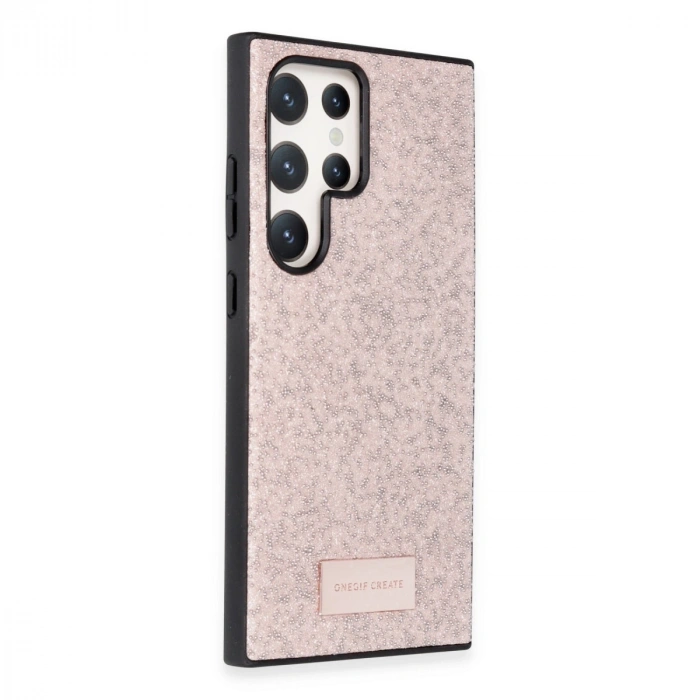 Onegif Samsung Galaxy S24 Ultra Bright Simli Kapak - Pembe