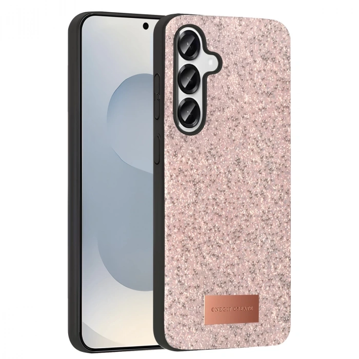 Onegif Samsung Galaxy S25 Plus Bright Simli Kapak - Pembe