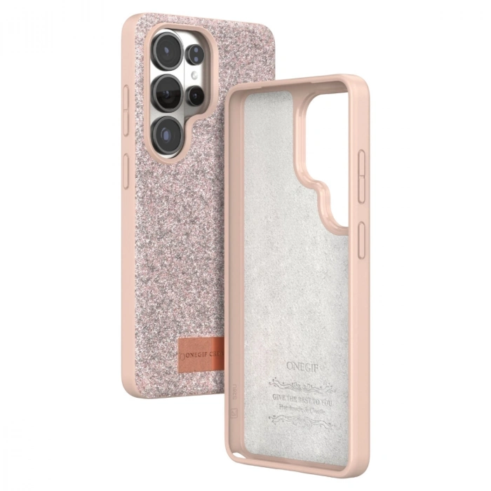 Onegif Samsung Galaxy S26 Ultra Bright Simli Kapak - Pembe