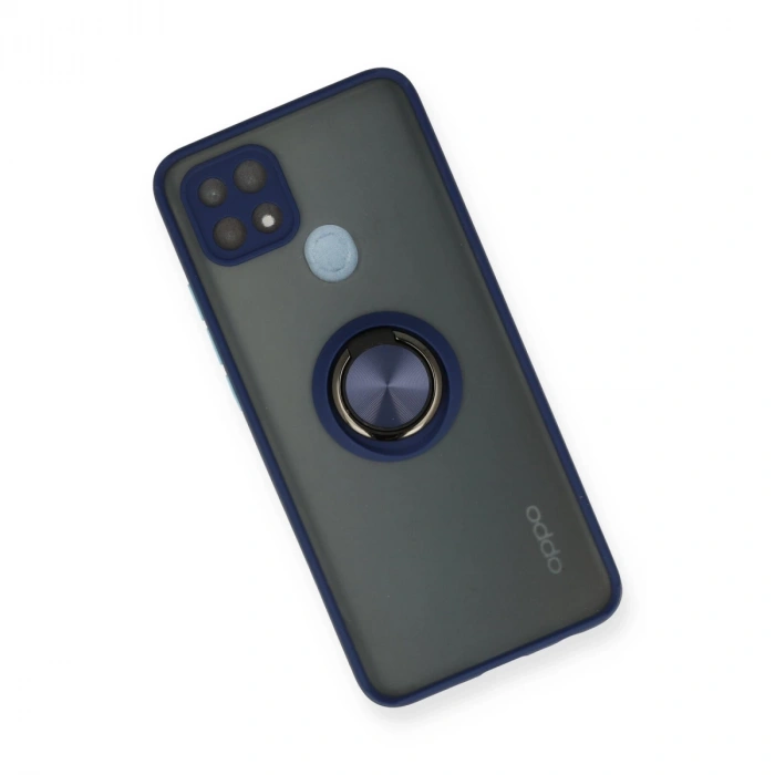 Oppo A15 Kılıf Montreal Yüzüklü Silikon Kapak - Lacivert