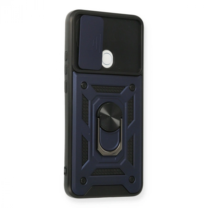 Oppo A15 Kılıf Pars Lens Yüzüklü Silikon - Lacivert