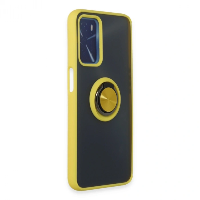 Oppo A16 Kılıf Montreal Yüzüklü Silikon Kapak - Sarı