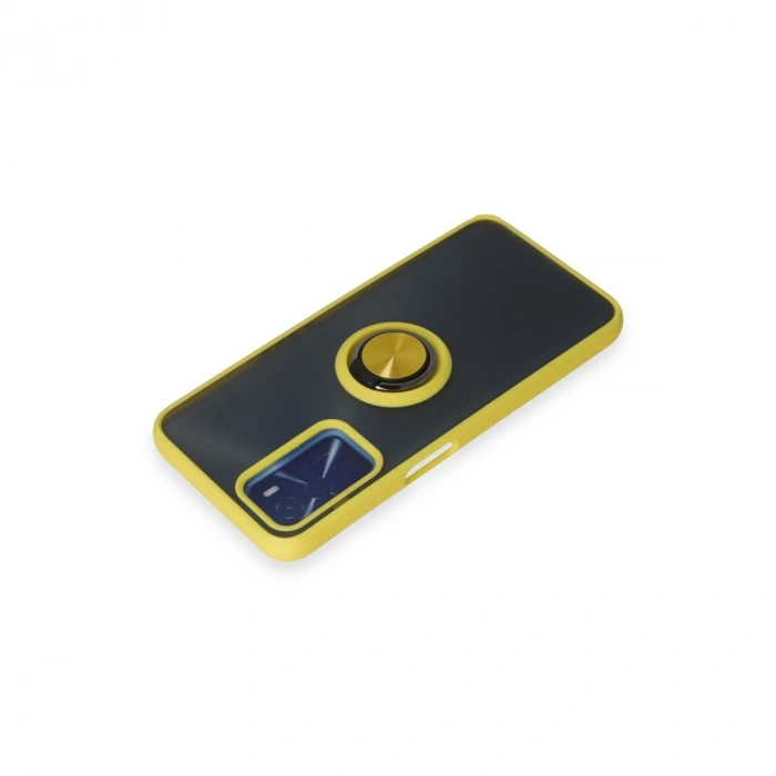 Oppo A16 Kılıf Montreal Yüzüklü Silikon Kapak - Sarı