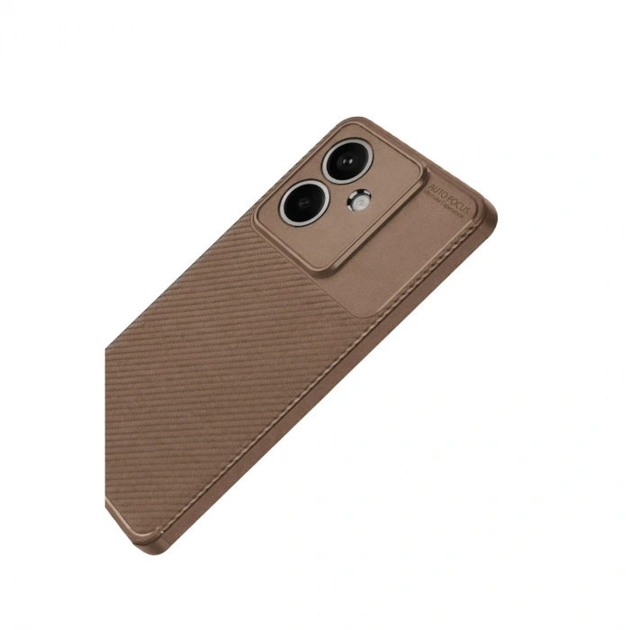 Oppo A3 Kılıf Auto Focus Karbon Kapak - Kahverengi