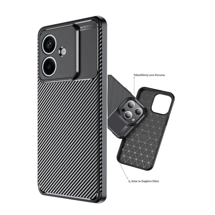Oppo A3 Kılıf Auto Focus Karbon Kapak - Siyah