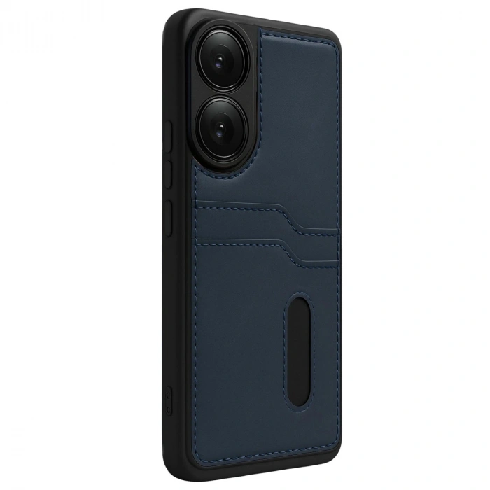 Oppo A38 Sara Kartvizitli Deri Kılıf - Lacivert