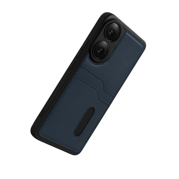 Oppo A38 Sara Kartvizitli Deri Kılıf - Lacivert