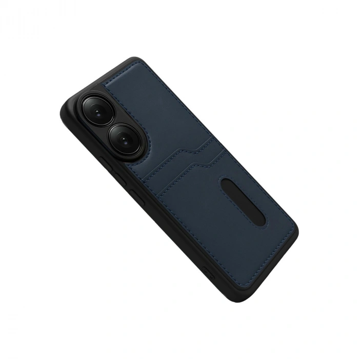 Oppo A38 Sara Kartvizitli Deri Kılıf - Lacivert