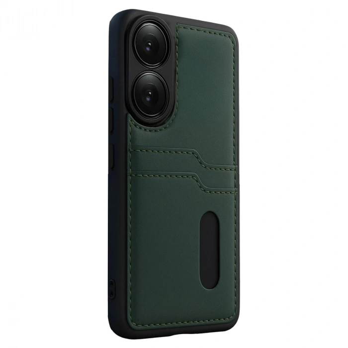 Oppo A38 Sara Kartvizitli Deri Kılıf - Yeşil