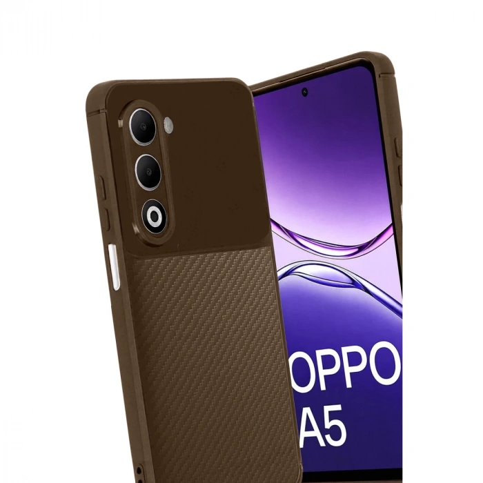 Oppo A5 4g Auto Focus Karbon Kapak - Kahverengi