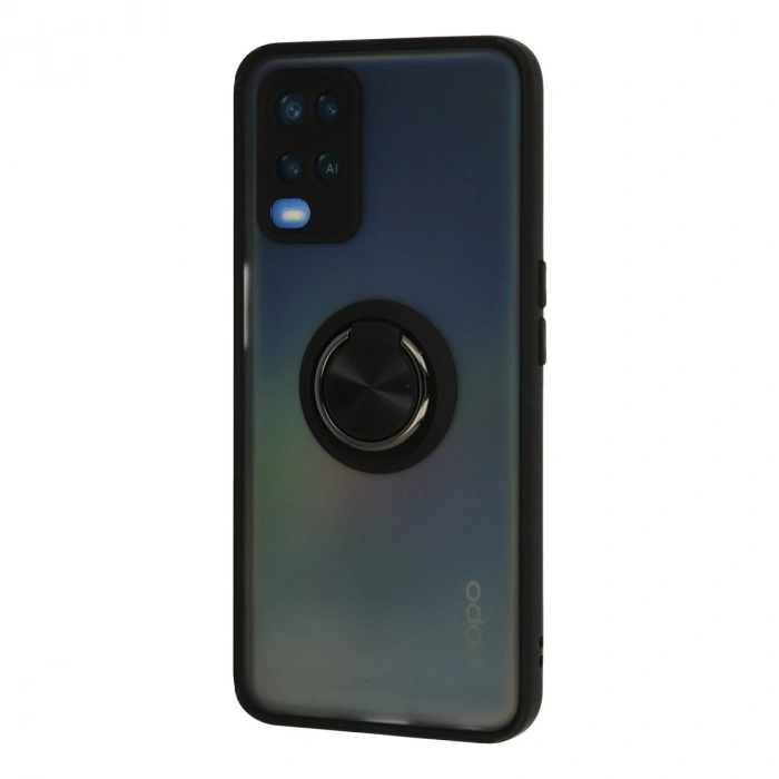 Oppo A54 4g Kılıf Montreal Yüzüklü Silikon Kapak - Siyah