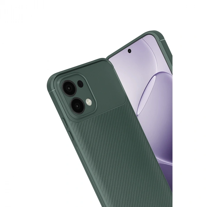 Oppo A6 Pro 4g Auto Focus Karbon Kapak - Koyu Yeşil