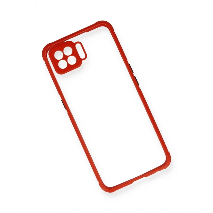 Oppo A73 Kılıf Miami Şeffaf Silikon - Kırmızı