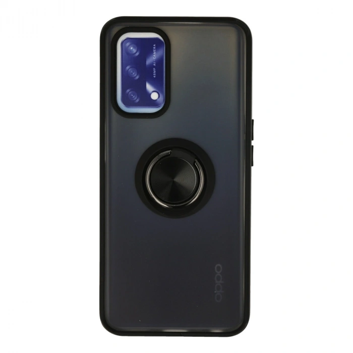 Oppo A74 4g Kılıf Montreal Yüzüklü Silikon Kapak - Siyah