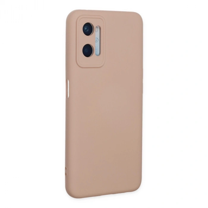 Oppo A96 Kılıf Nano İçi Kadife Silikon - Pudra