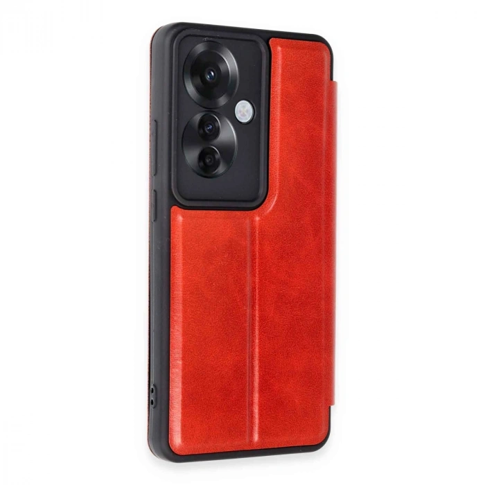 Oppo Reno 11f Kılıf Flip Cover - Kırmızı