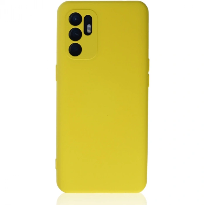 Oppo Reno 6 Kılıf Nano İçi Kadife Silikon - Sarı1