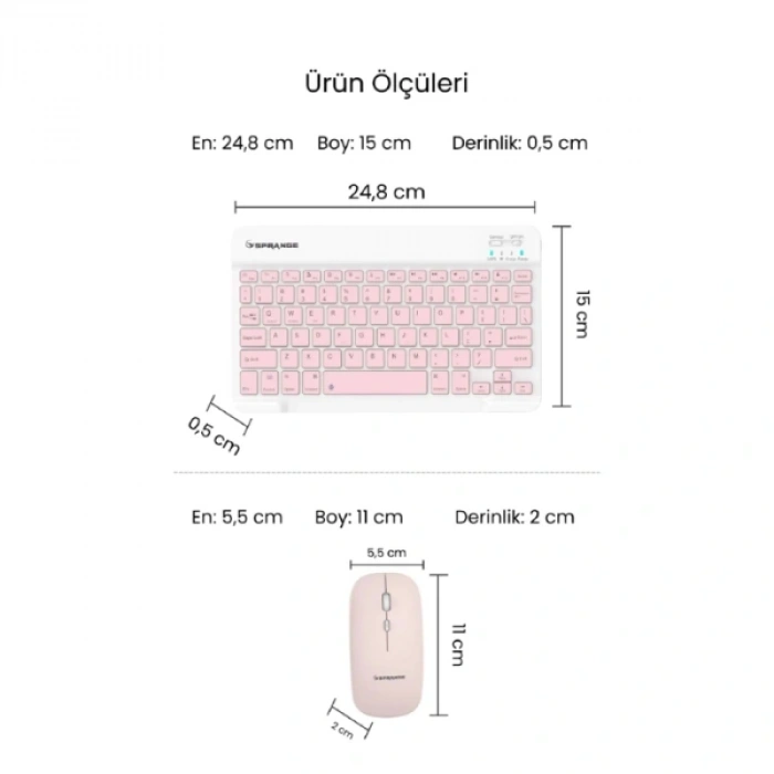 Pembe Kablosuz Klavye Ve Mouse Seti