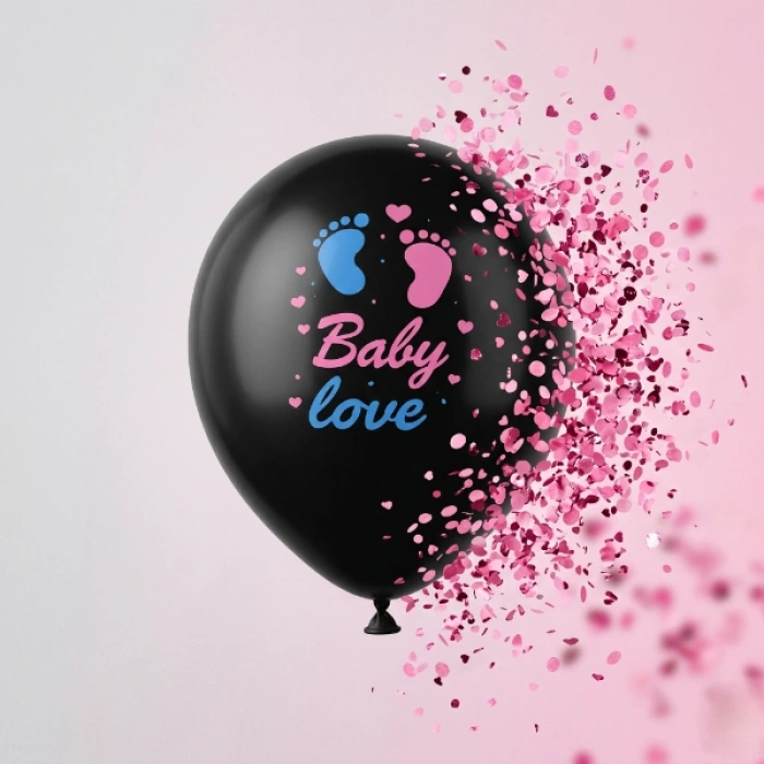 Pembe Konfetili Cinsiyet Balonu