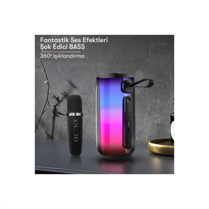Pluse 5 Mikrofonlu Rgb Kablosuz Hoparlör - Siyah