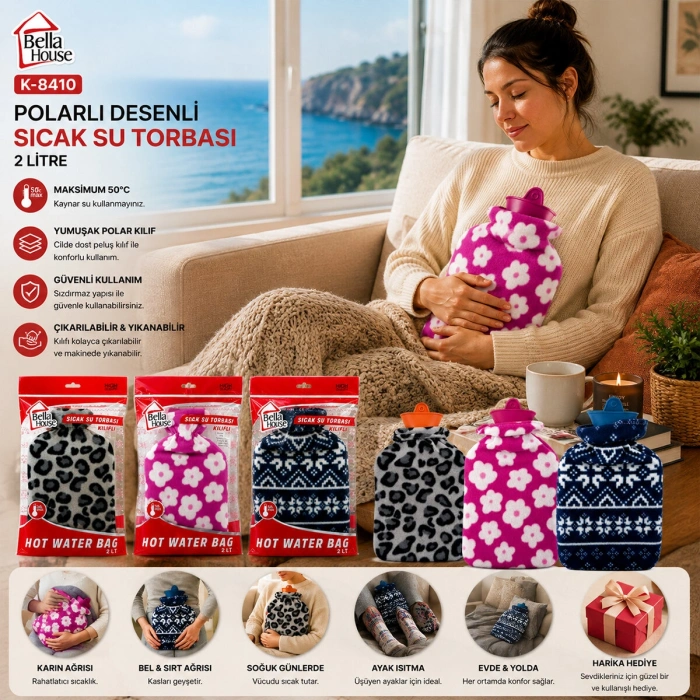 Polar Kılıflı Termafor Sıcak Su Torbası (1800 Ml) (5580)