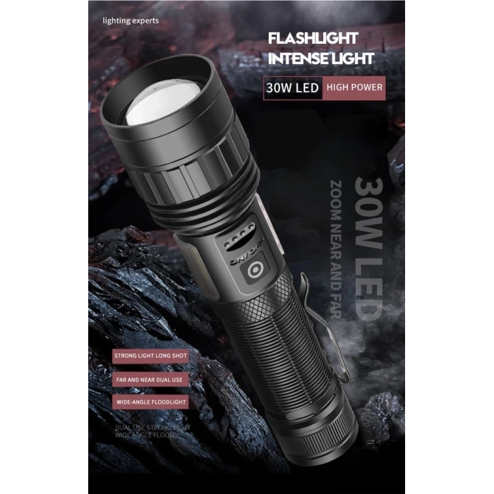 Ps-6153 10000 Lümen Zoomlu Mıknatıslı Tg Cob Led Powerbank Özellikli Profesyonel El Feneri