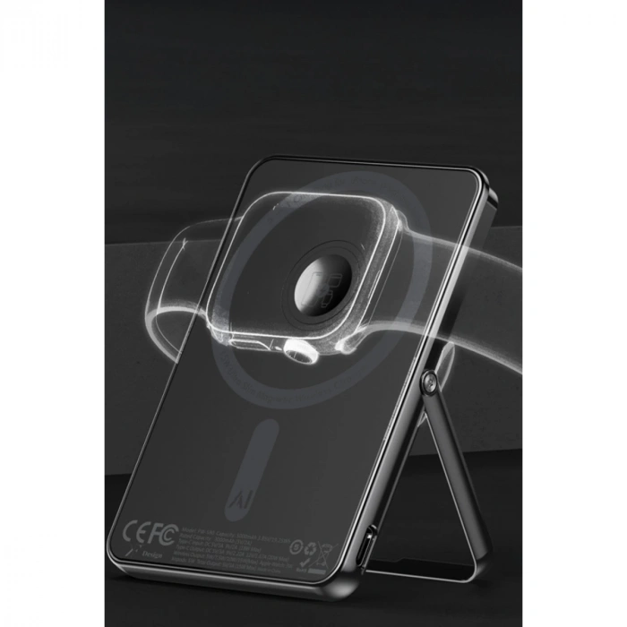 Pw580 5.000 Mah 20w Type-c 15w Kablosuz Şarj 3w Saat Şarj Ve 5w Kulaklık Şarj Destekli Pd Hızlı Şarj Magsafe Powerbank - Siyah