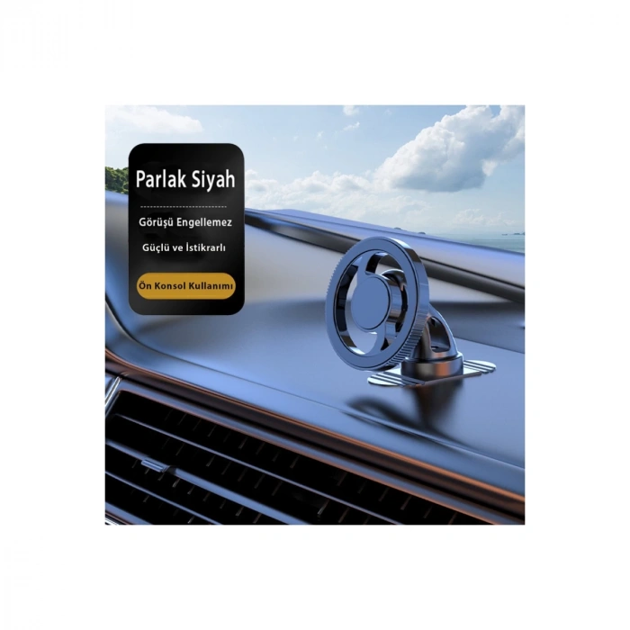 Q38 Ayarlanabilir Yapışkanlı Manyetik Magsafe Araç Tutucu - Siyah