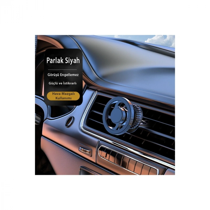 Q40 Ayarlanabilir Izgara Klipsli Manyetik Magsafe Araç Tutucu - Siyah