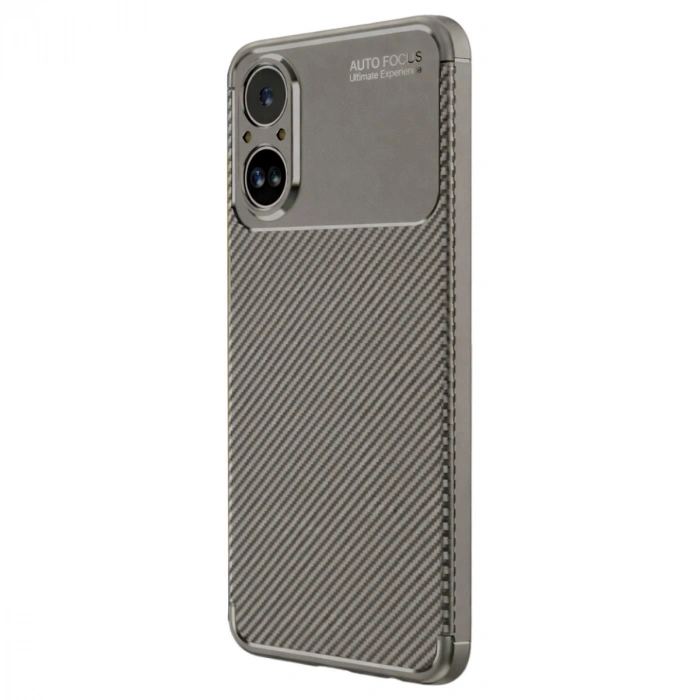 Realme 12 Lite Kılıf Auto Focus Karbon Kapak - Gri