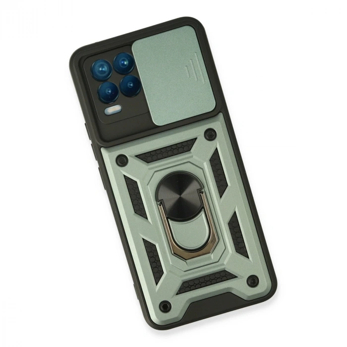 Realme 8 Kılıf Pars Lens Yüzüklü Silikon - Yeşil