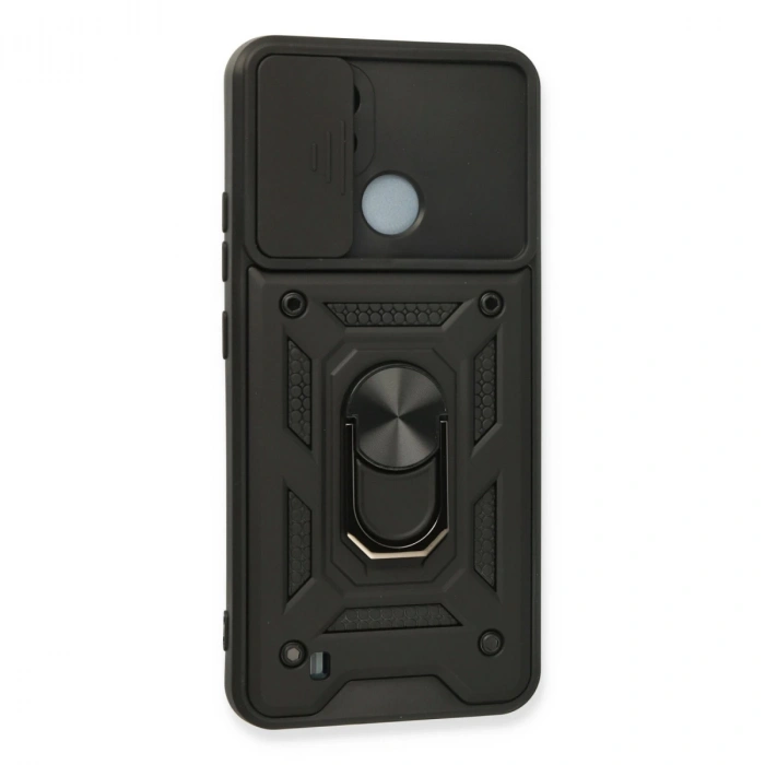 Realme C11 2021 Kılıf Pars Lens Yüzüklü Silikon - Siyah