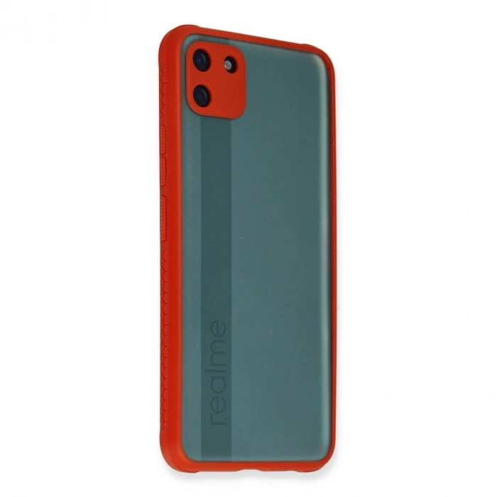 Realme C11 Kılıf Miami Şeffaf Silikon - Kırmızı