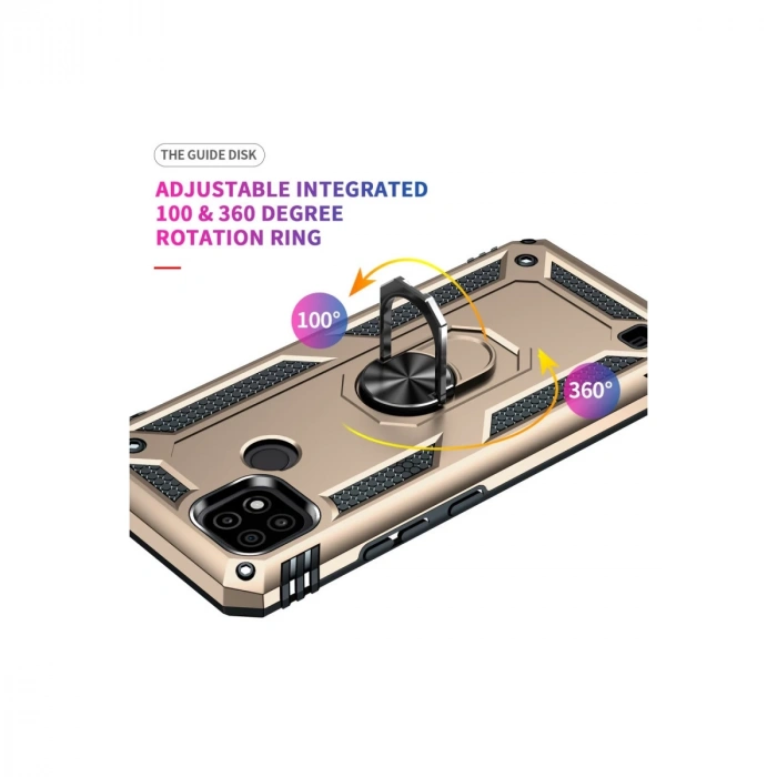 Realme C21 Kılıf Sofya Yüzüklü Silikon Kapak - Gold